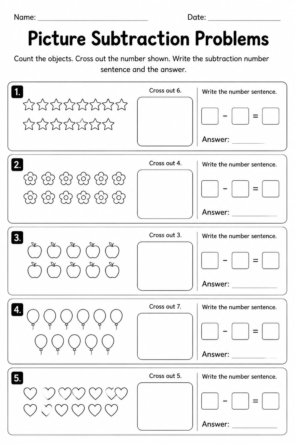 Picture Subtraction Problems