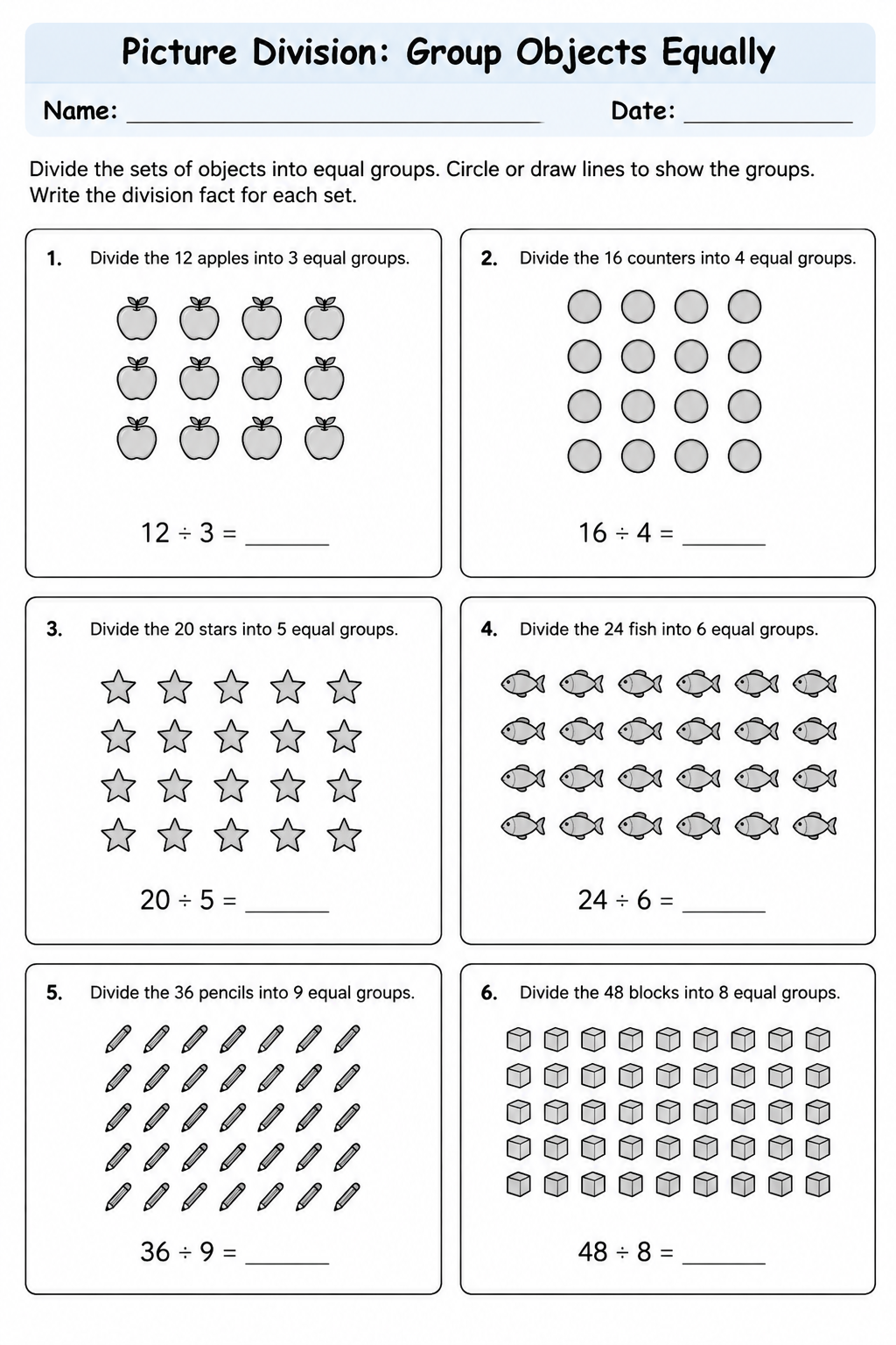 Picture Division: Group Objects Equally