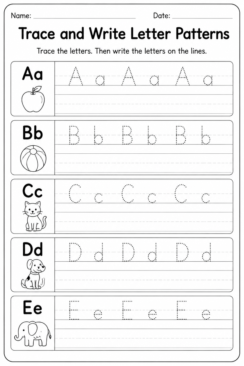 Trace and Write Letter Patterns