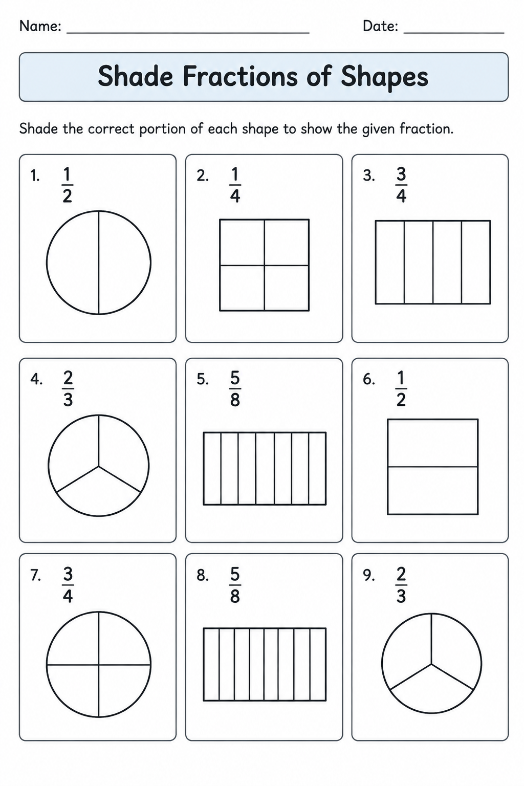 Shade Fractions of Shapes