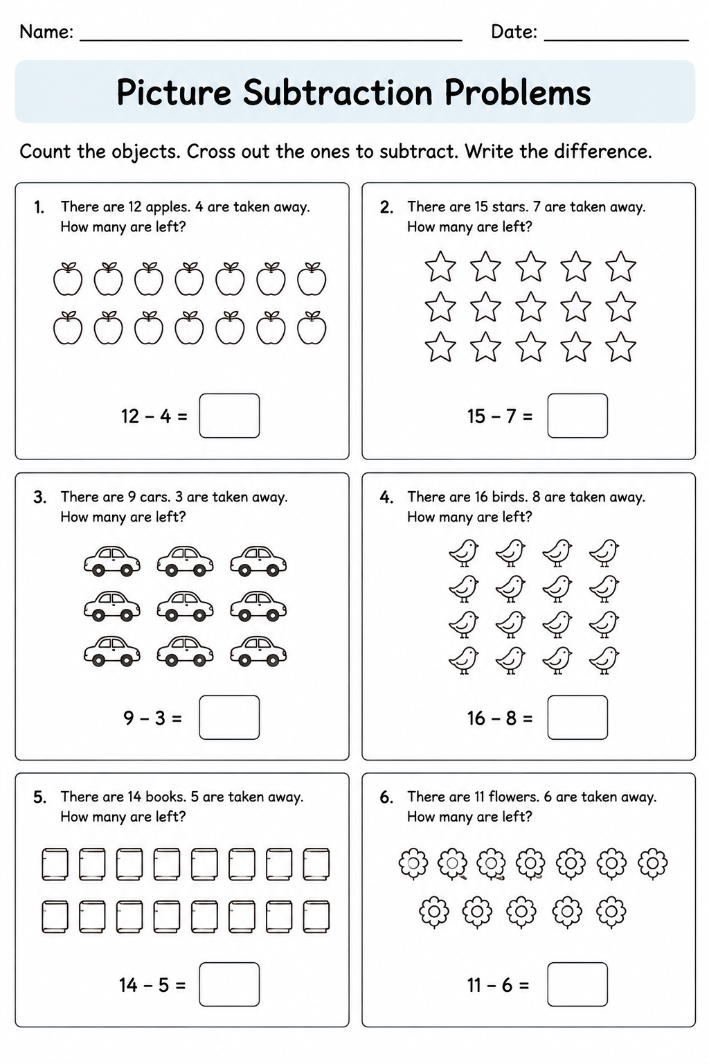 Picture Subtraction Problems