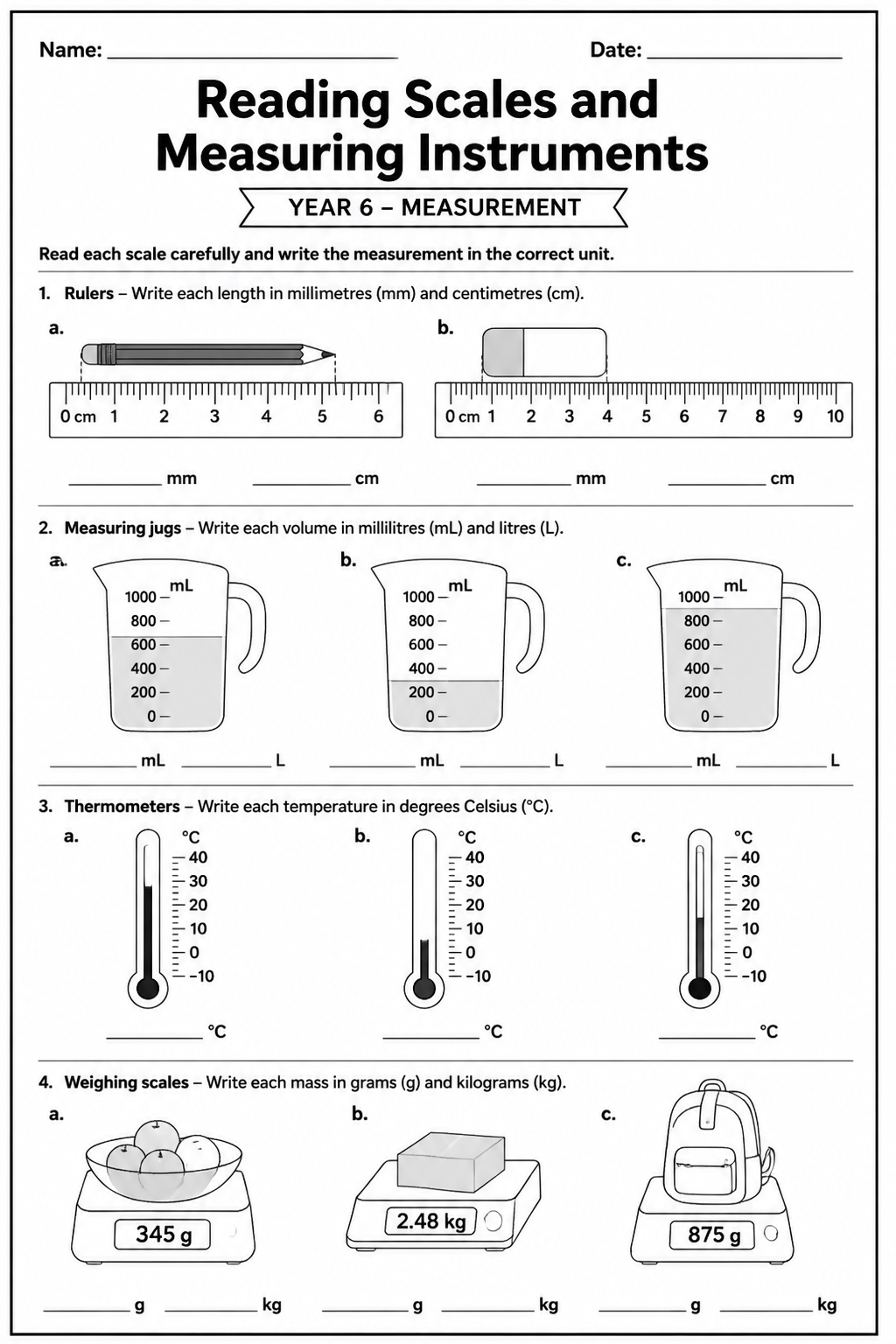 Reading Scales and Measuring Instruments