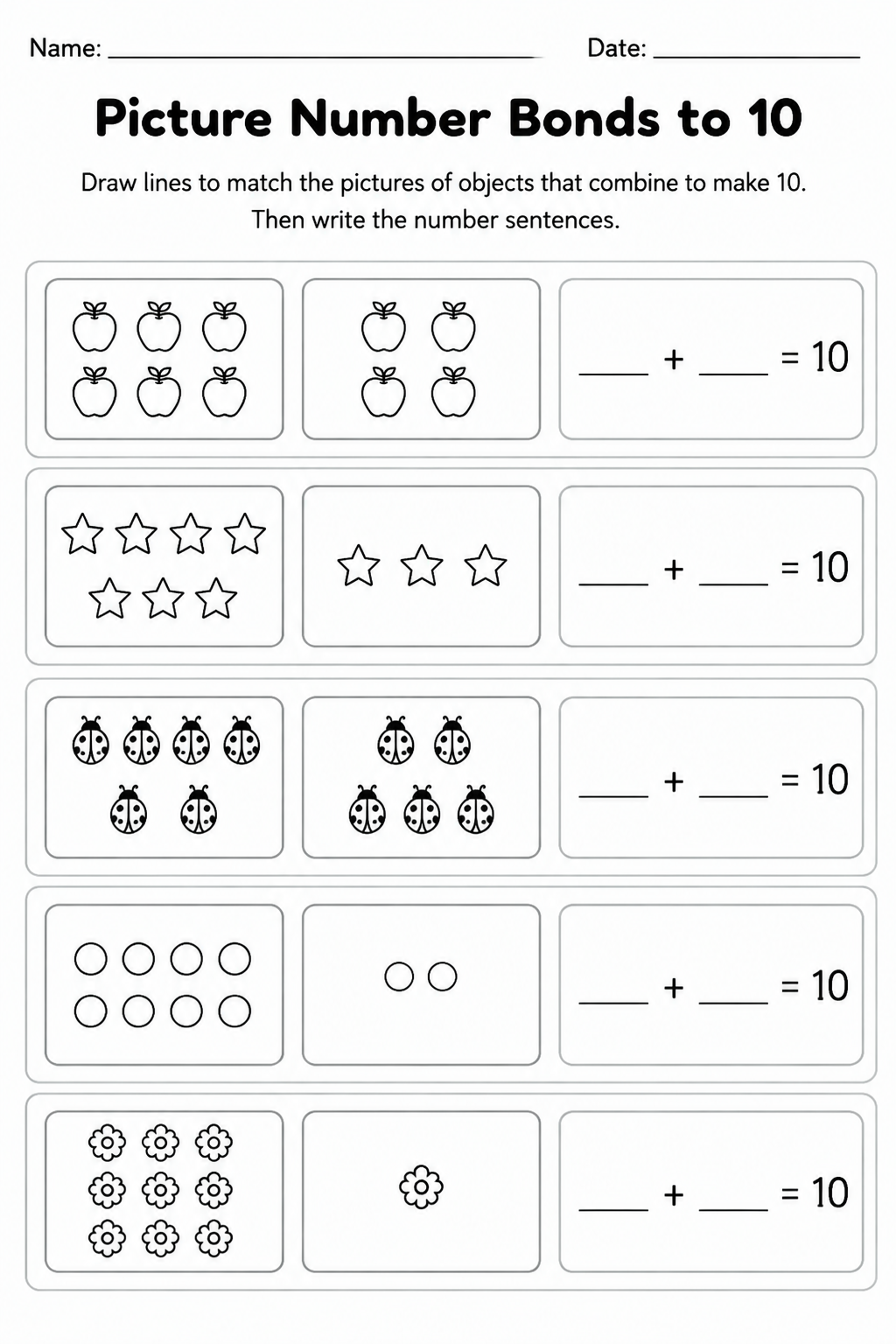 Picture Number Bonds to 10