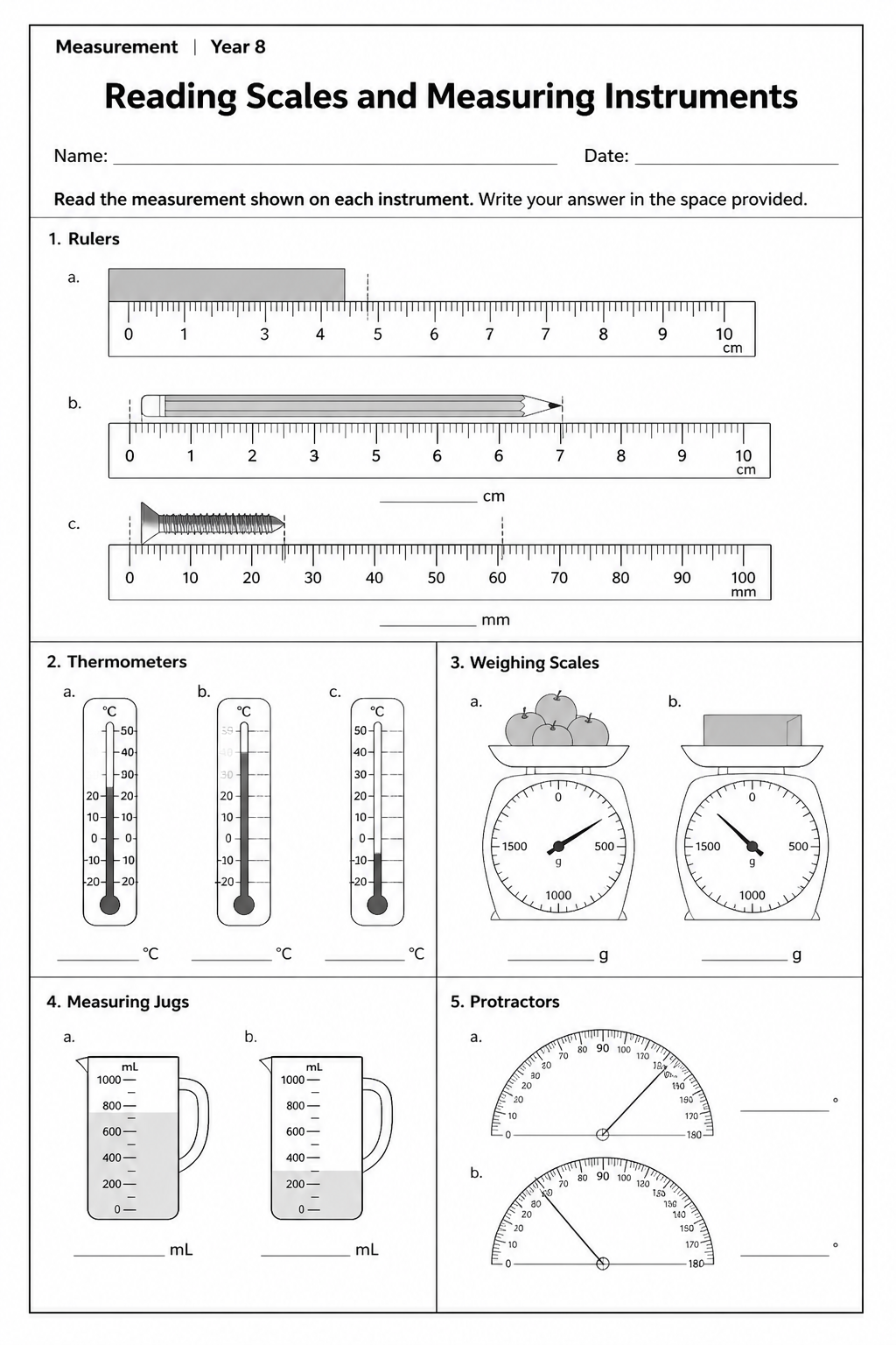 Reading Scales and Measuring Instruments