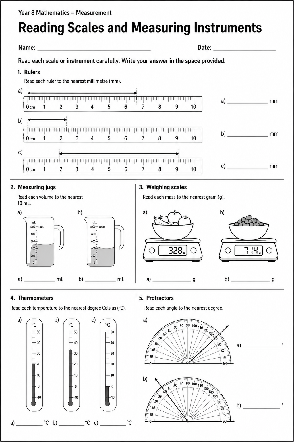 Reading Scales and Measuring Instruments
