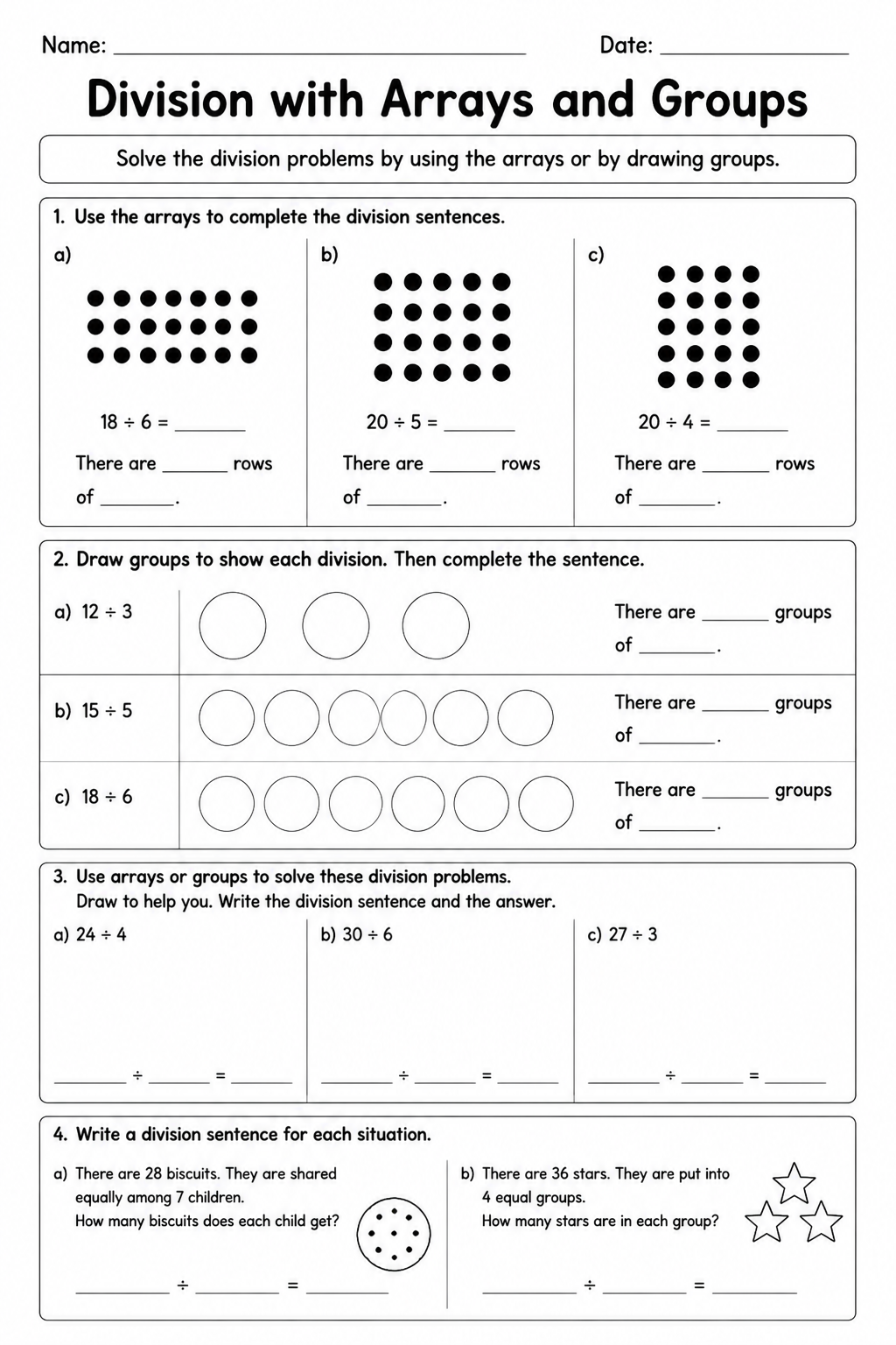 Division with Arrays and Groups