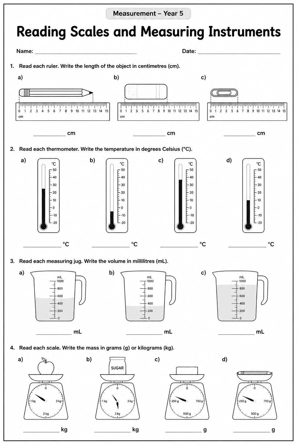 Reading Scales and Measuring Instruments