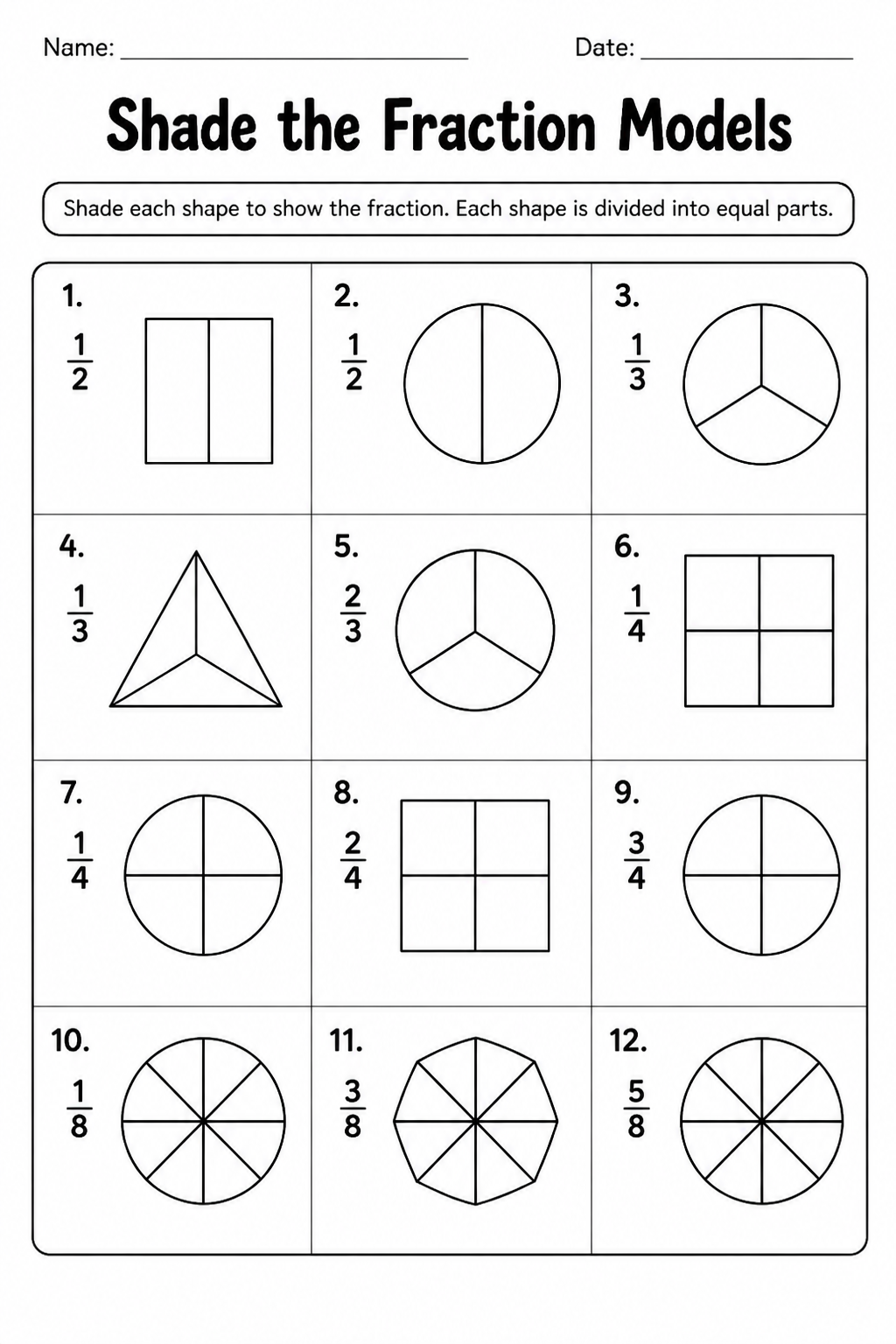 Shade the Fraction Models