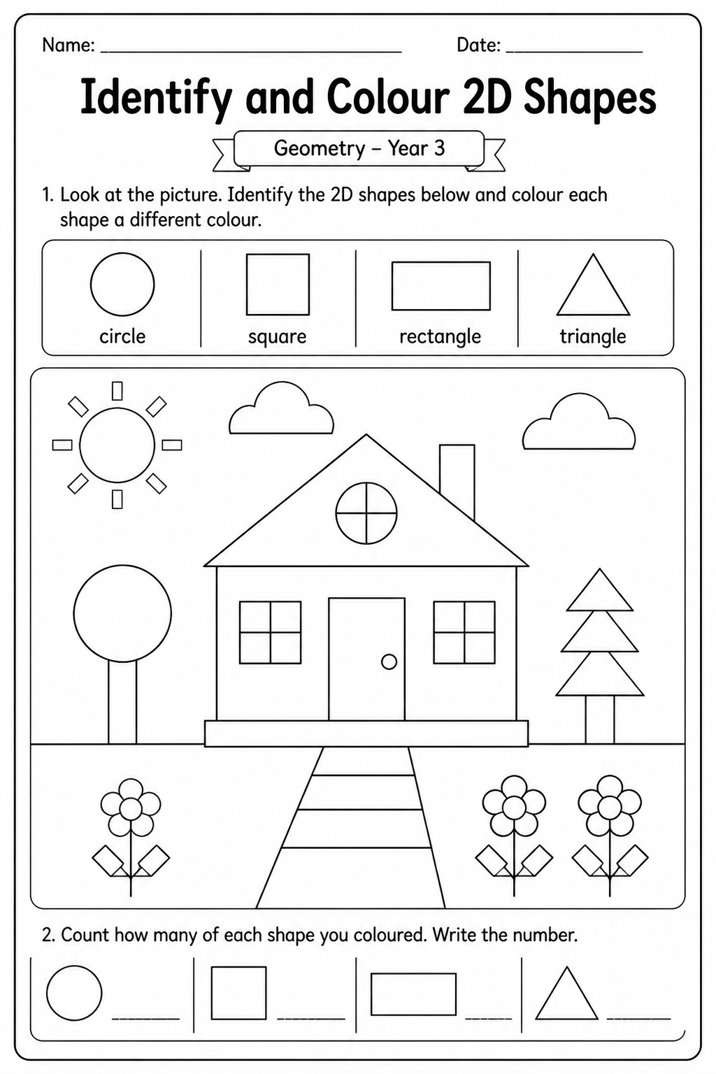 Identify and Colour 2D Shapes