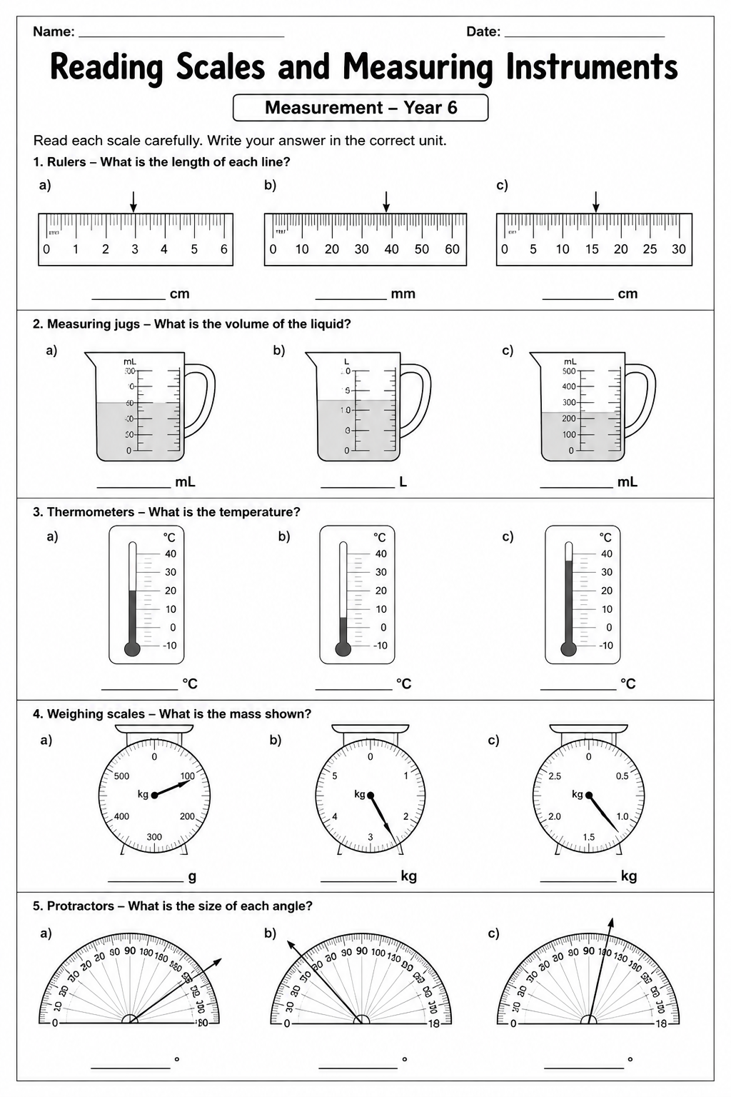 Reading Scales and Measuring Instruments