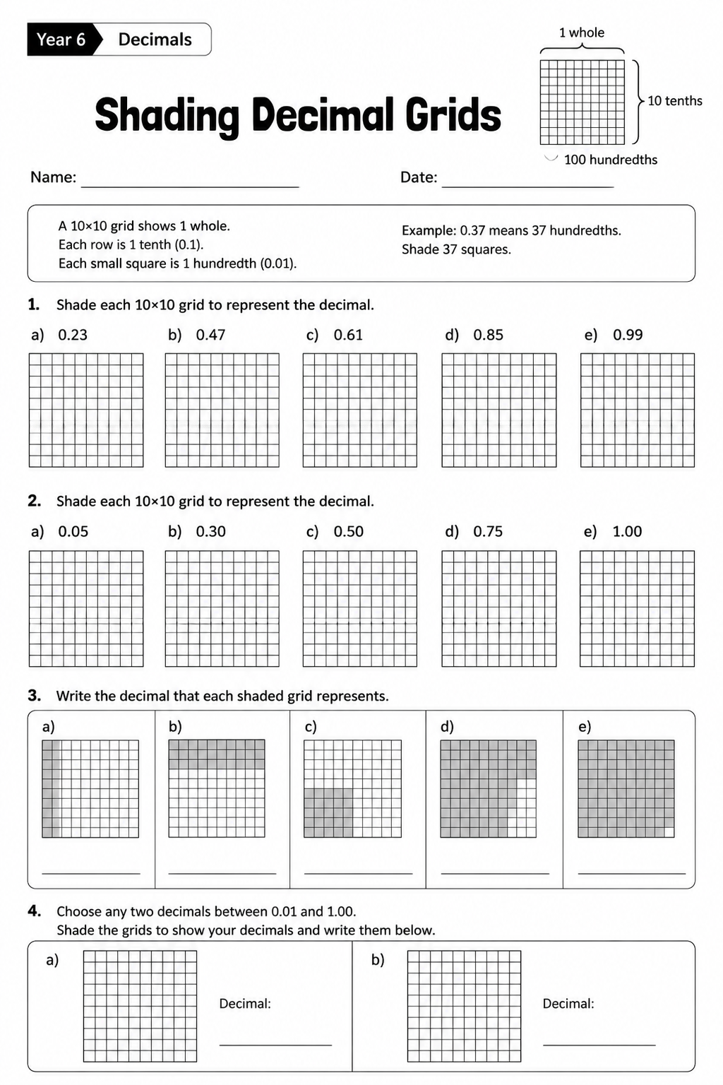 Shading Decimal Grids