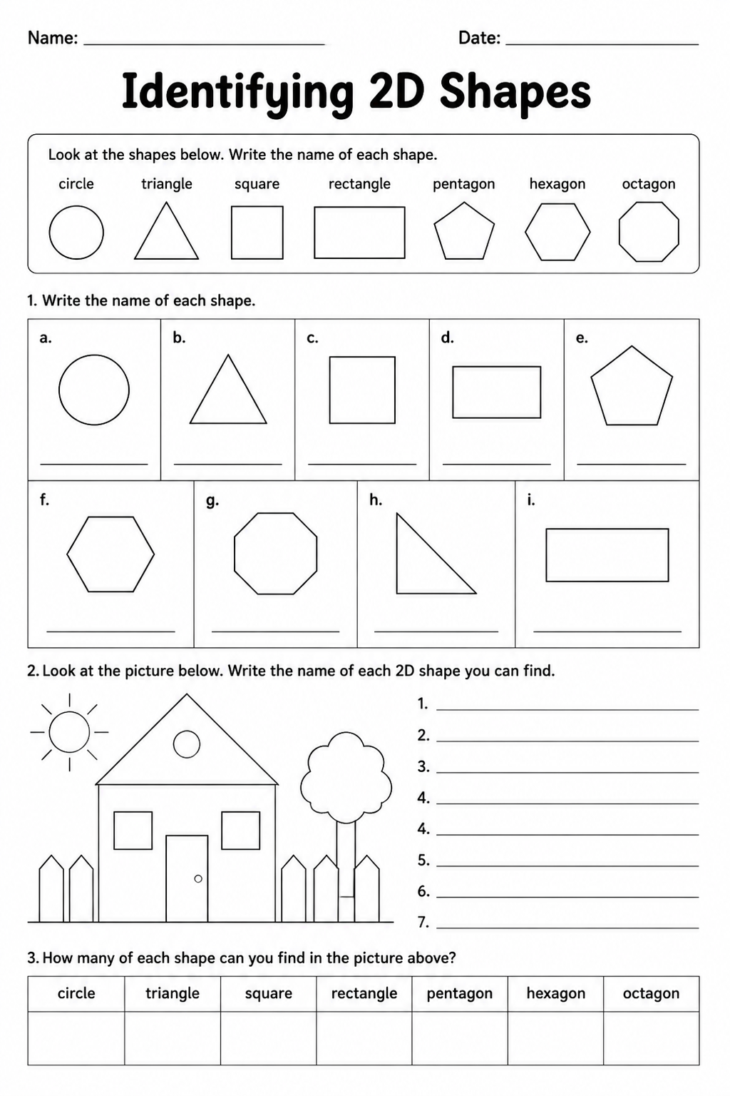 Identifying 2D Shapes