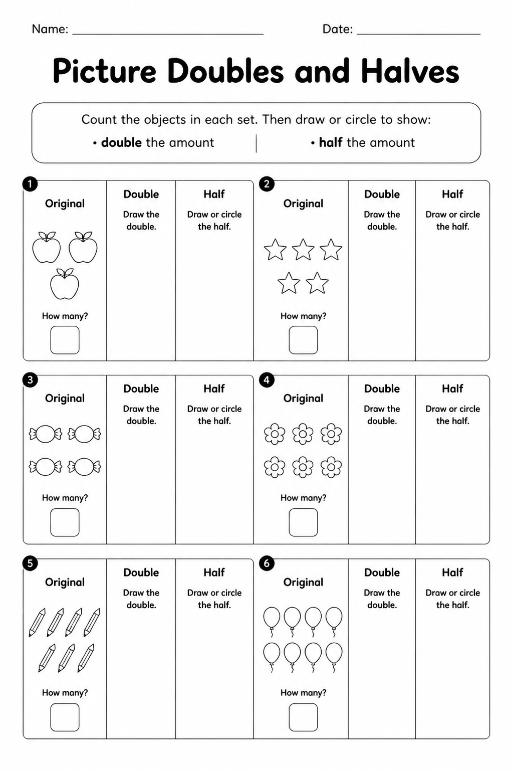 Picture Doubles and Halves