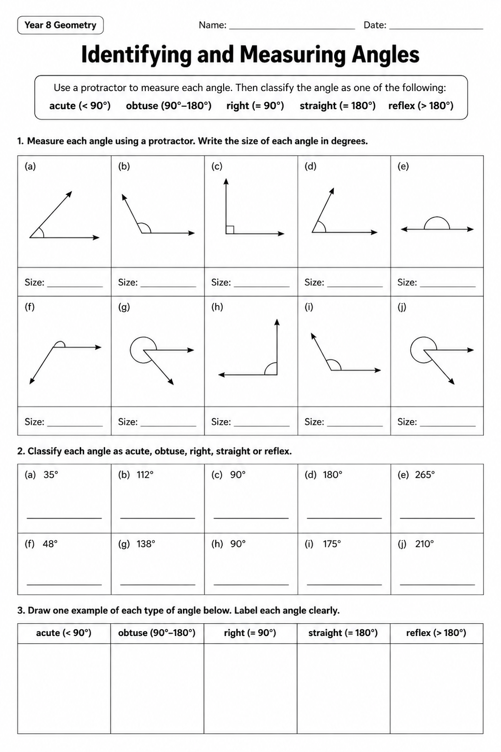 Identifying and Measuring Angles