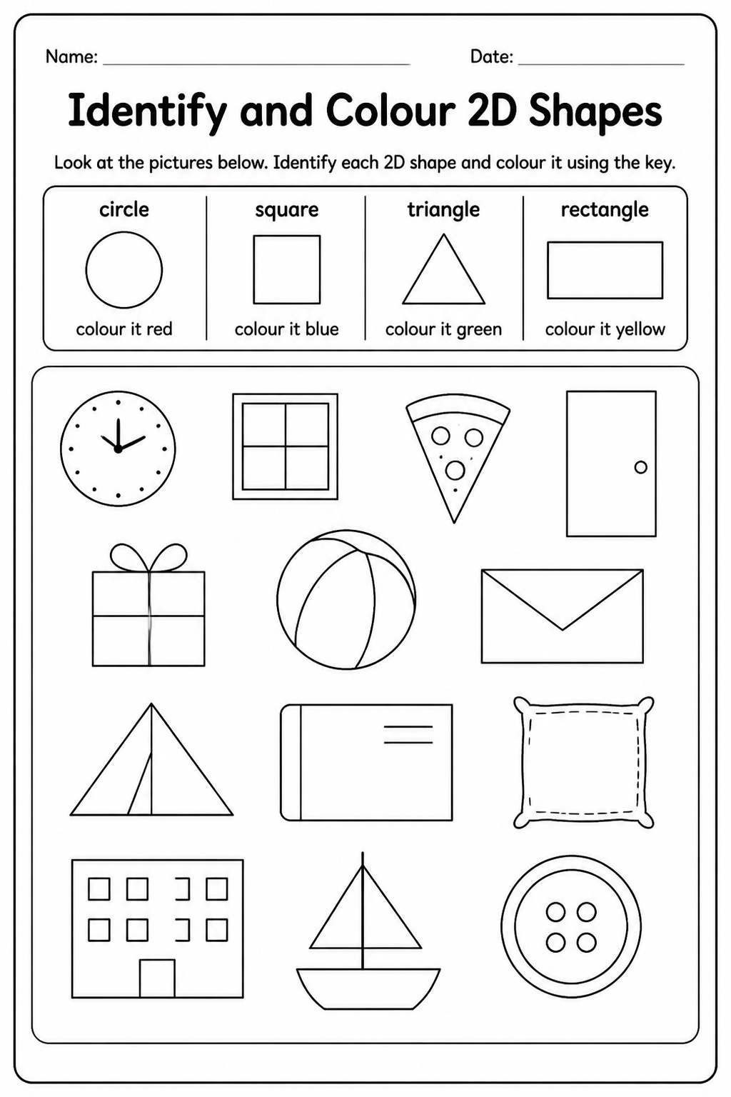 Identify and Colour 2D Shapes