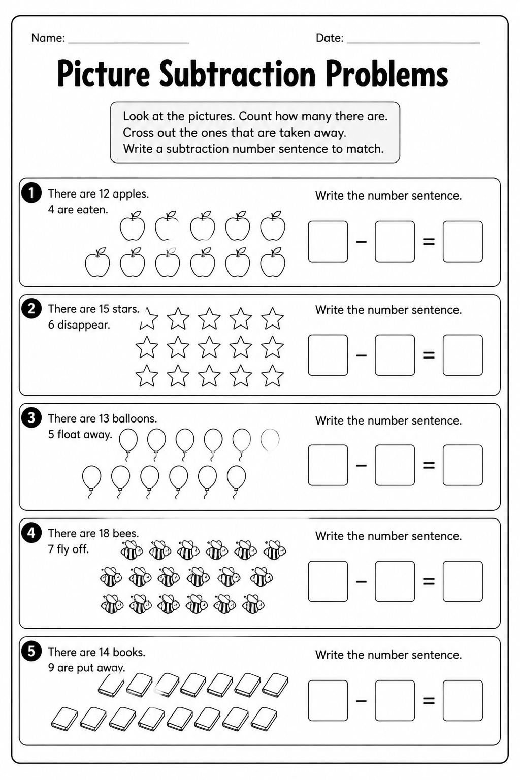 Picture Subtraction Problems