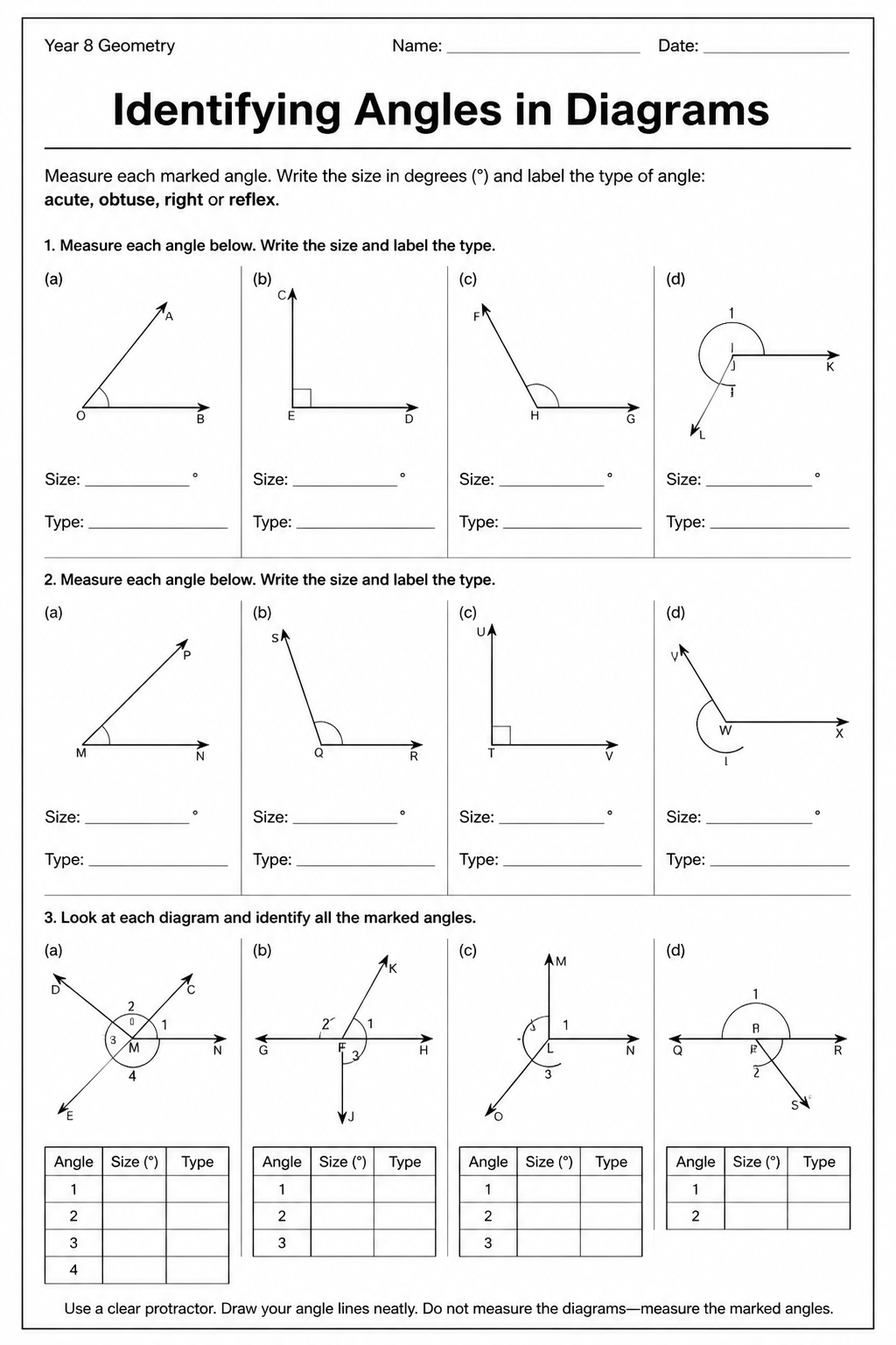 Identifying Angles in Diagrams