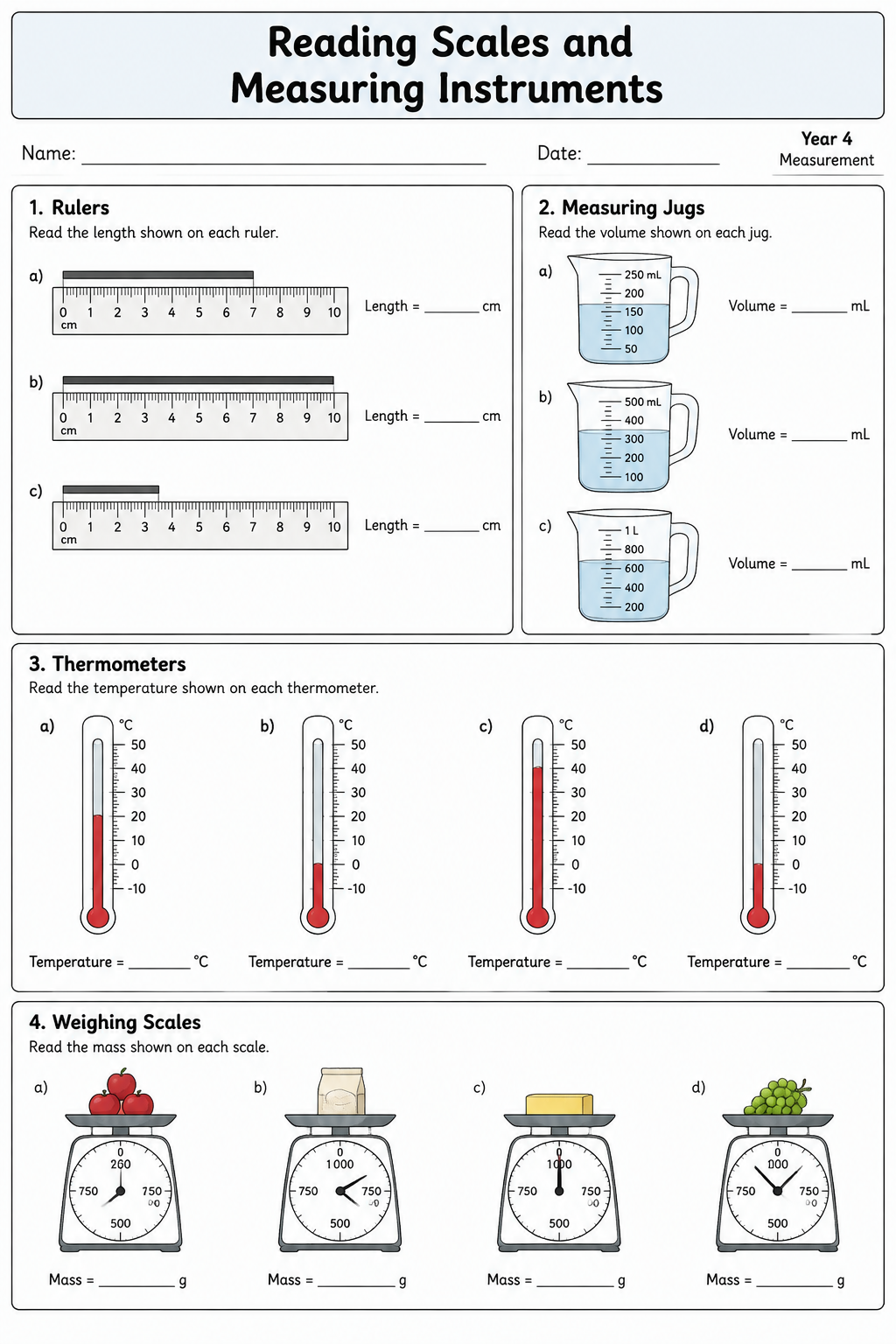 Reading Scales and Measuring Instruments