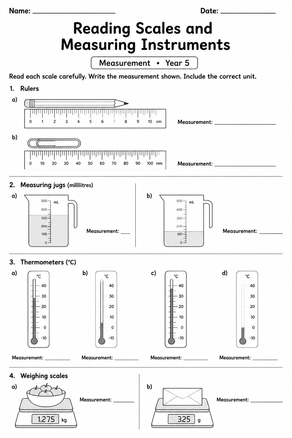 Reading Scales and Measuring Instruments