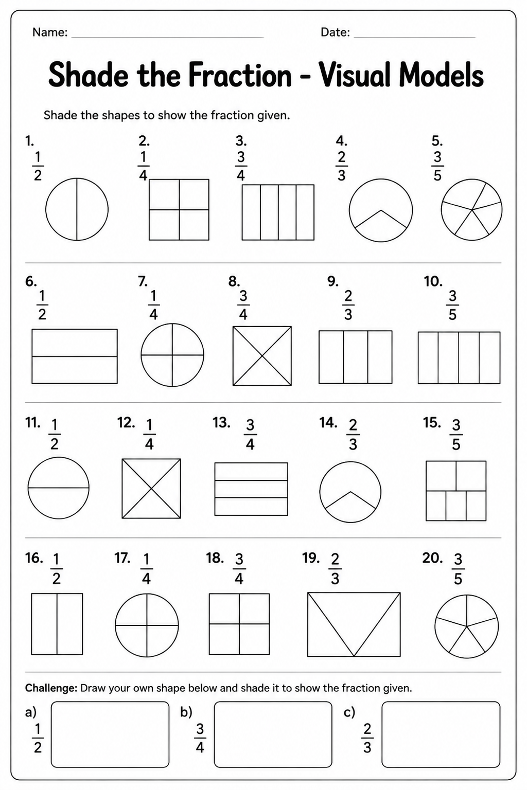 Shade the Fraction - Visual Models