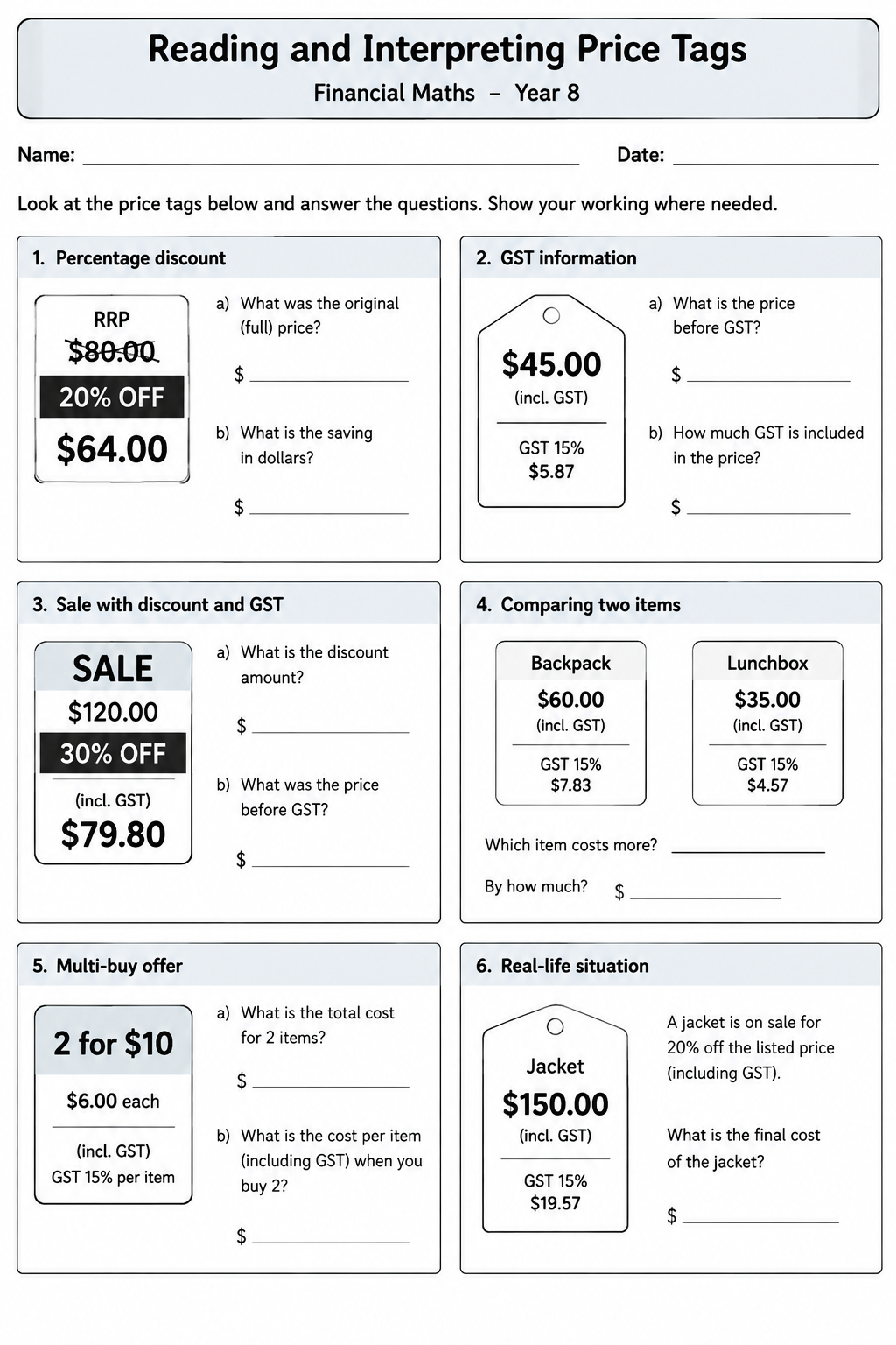 Reading and Interpreting Price Tags