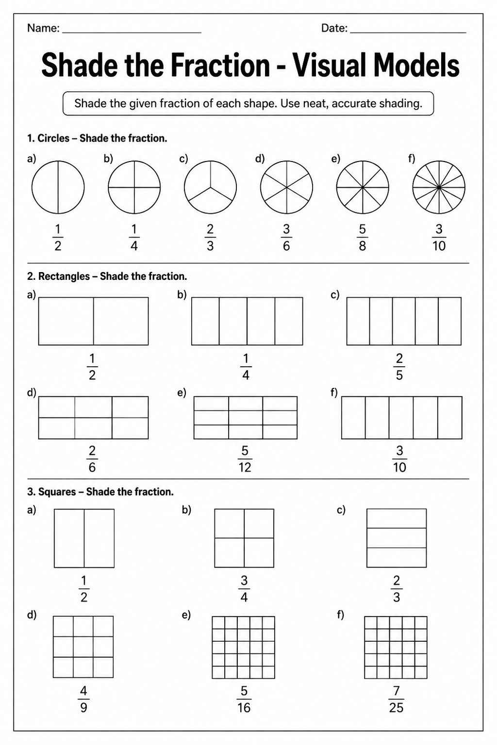 Shade the Fraction - Visual Models