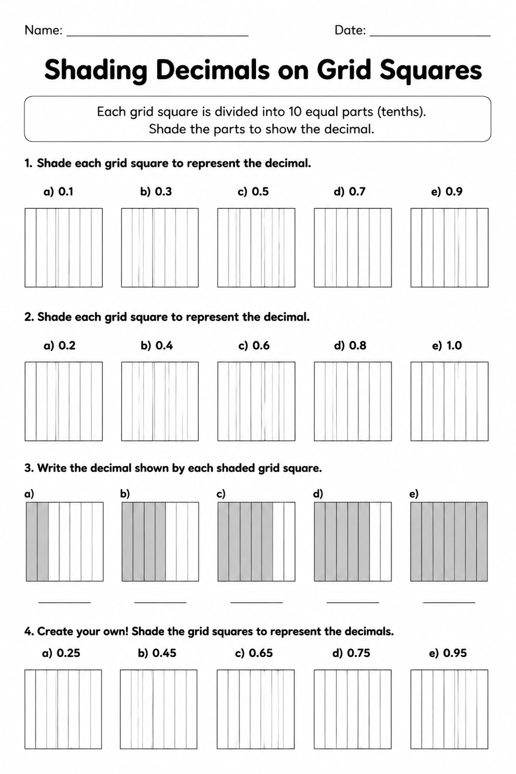 Shading Decimals on Grid Squares
