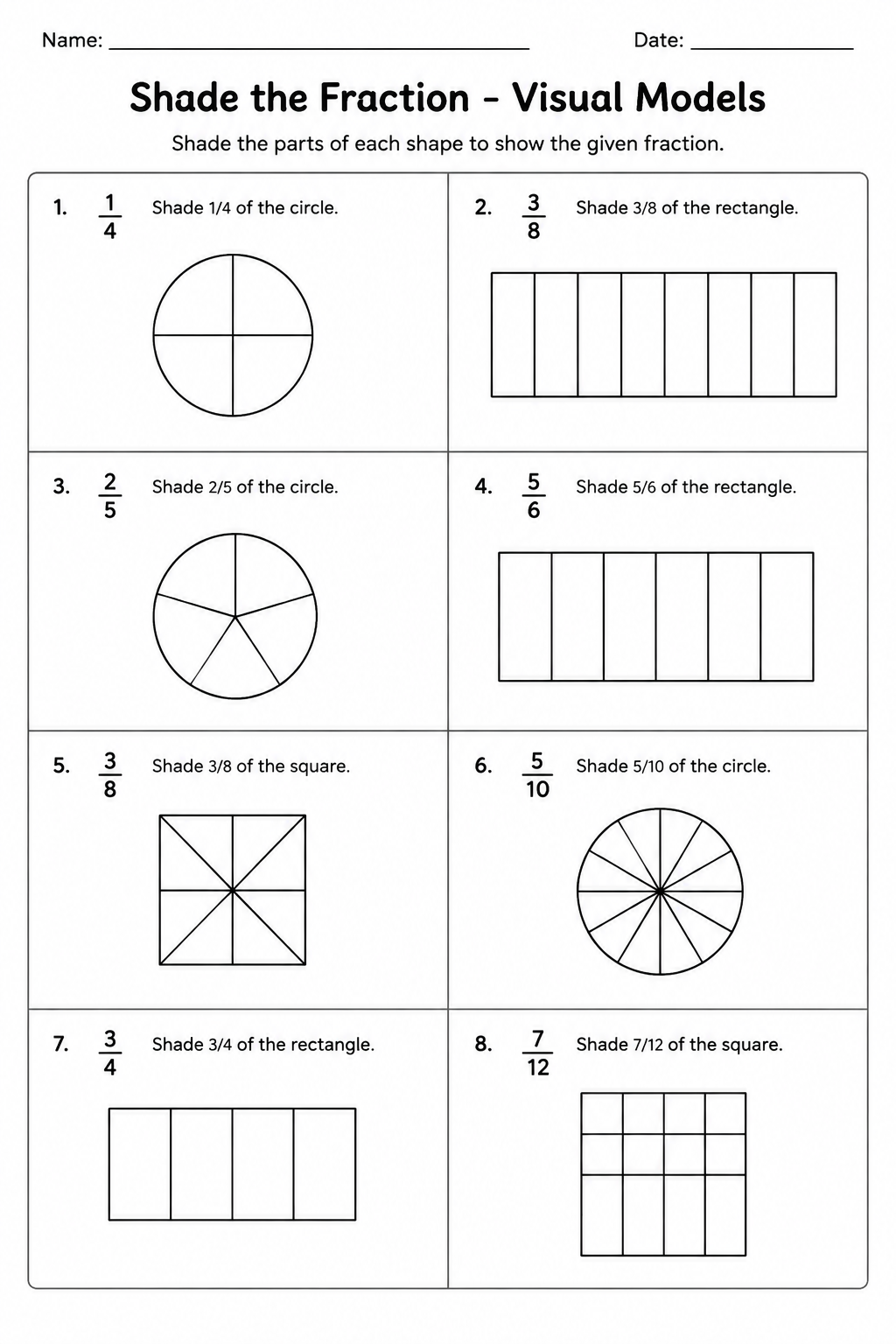 Shade the Fraction - Visual Models