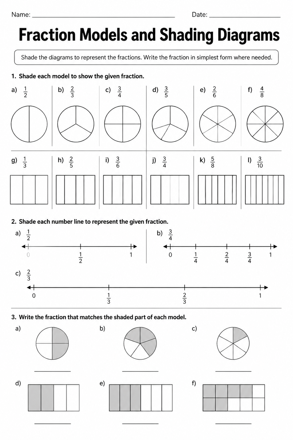 Fraction Models and Shading Diagrams
