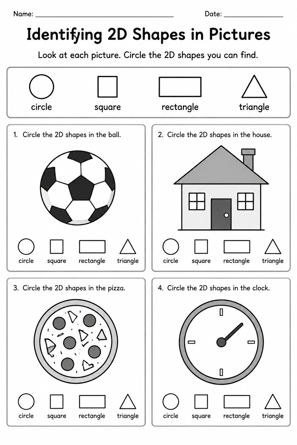 Identifying 2D Shapes in Pictures