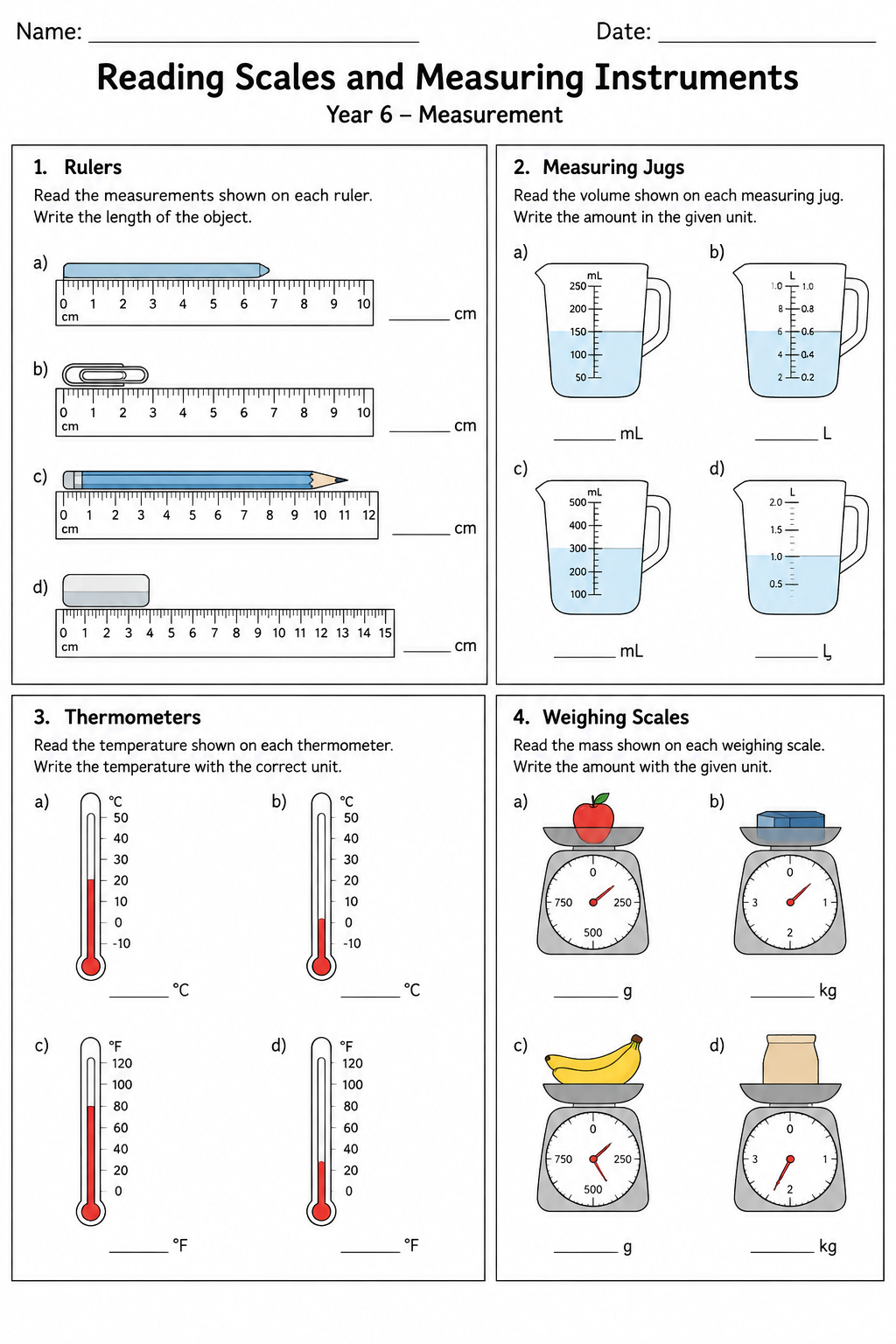 Reading Scales and Measuring Instruments