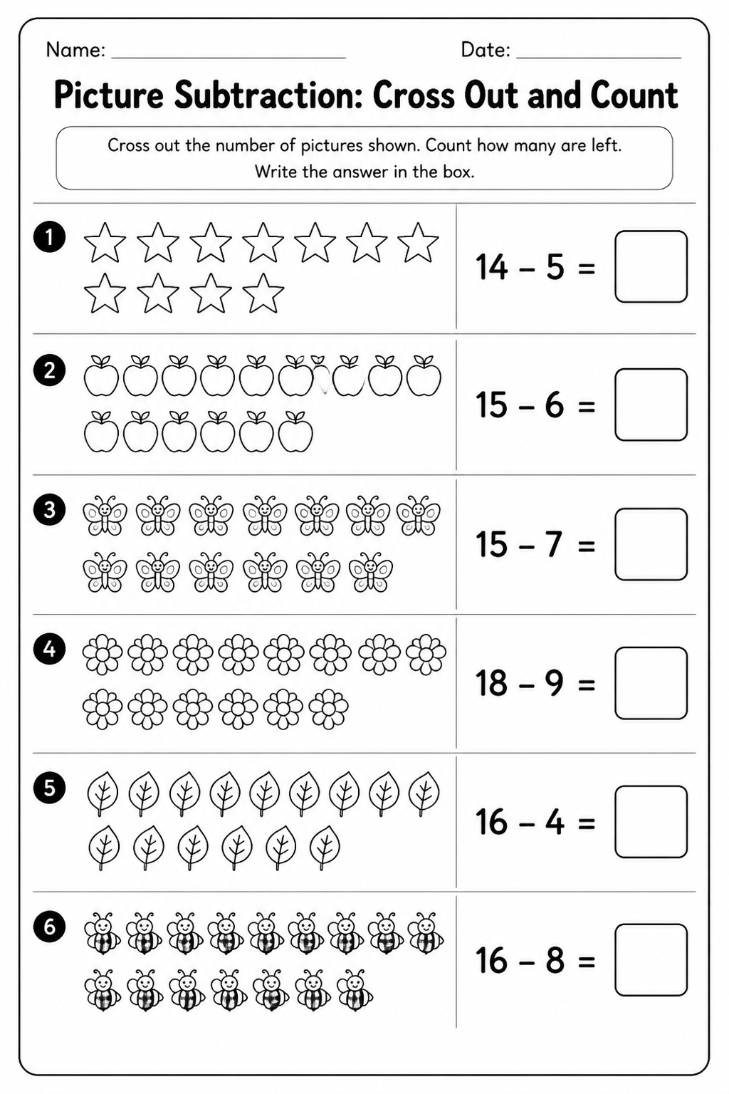 Picture Subtraction: Cross Out and Count