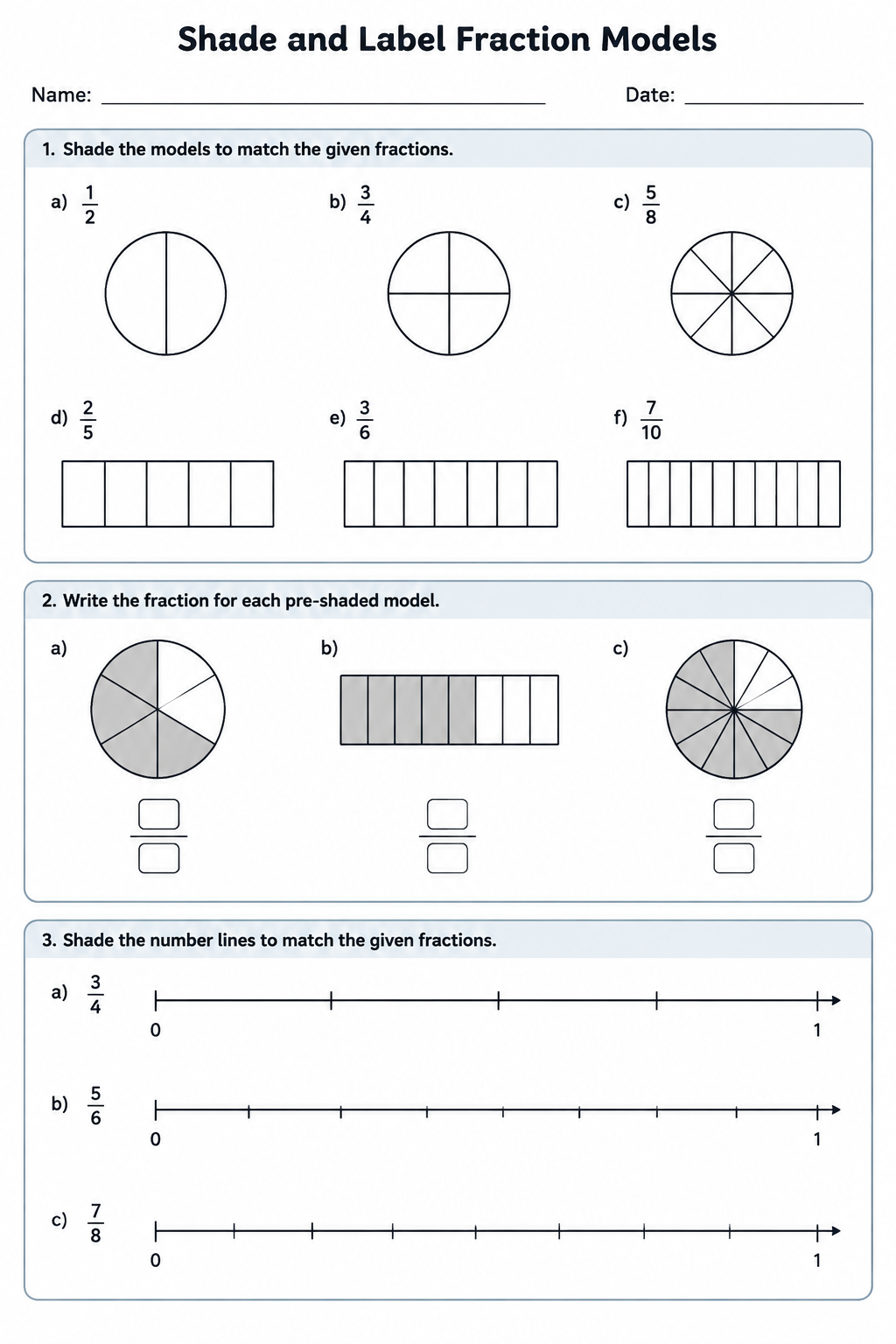 Shade and Label Fraction Models