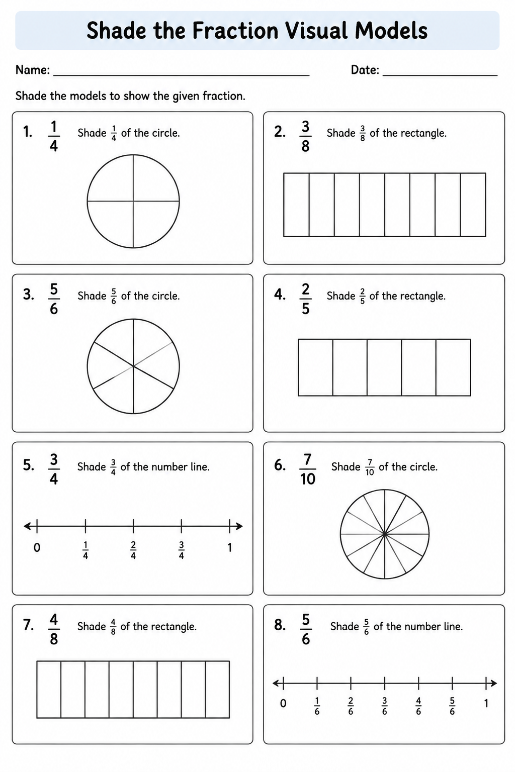 Shade the Fraction Visual Models