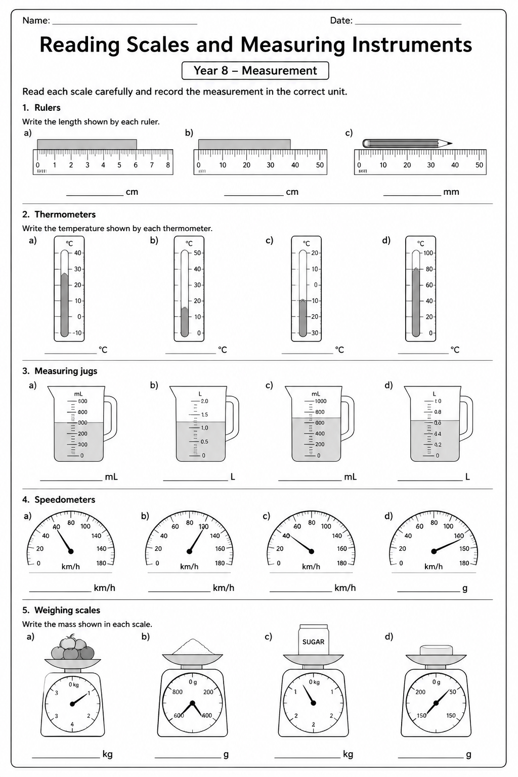 Reading Scales and Measuring Instruments