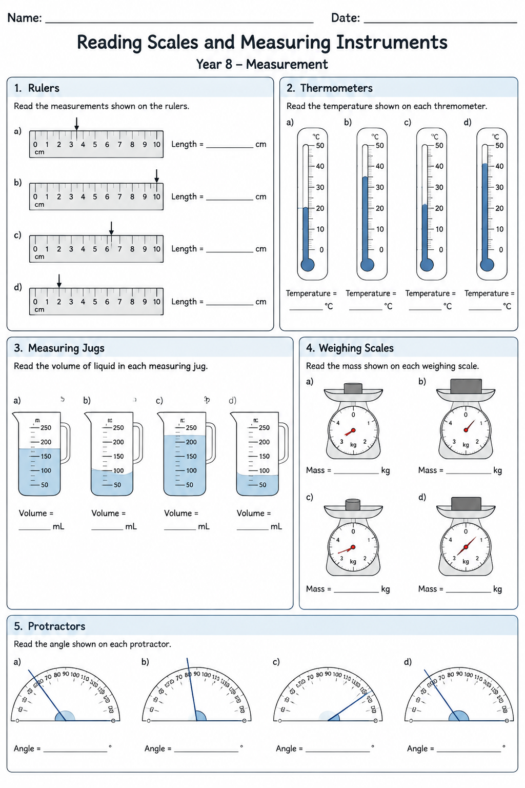 Reading Scales and Measuring Instruments