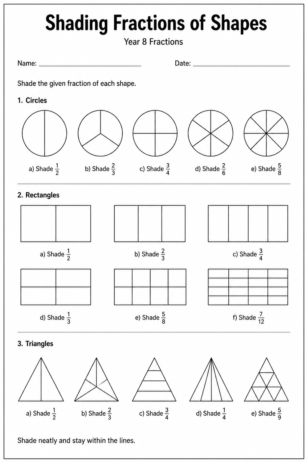 Shading Fractions of Shapes