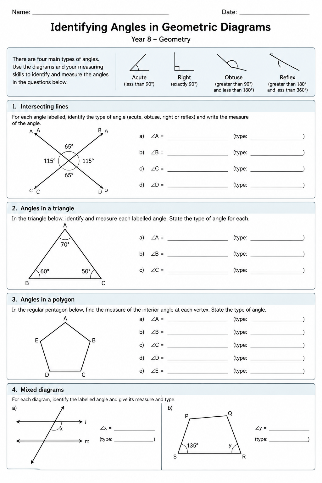 Identifying Angles in Geometric Diagrams