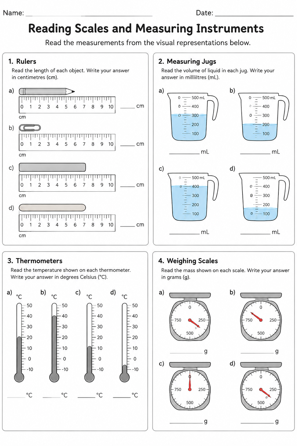 Reading Scales and Measuring Instruments