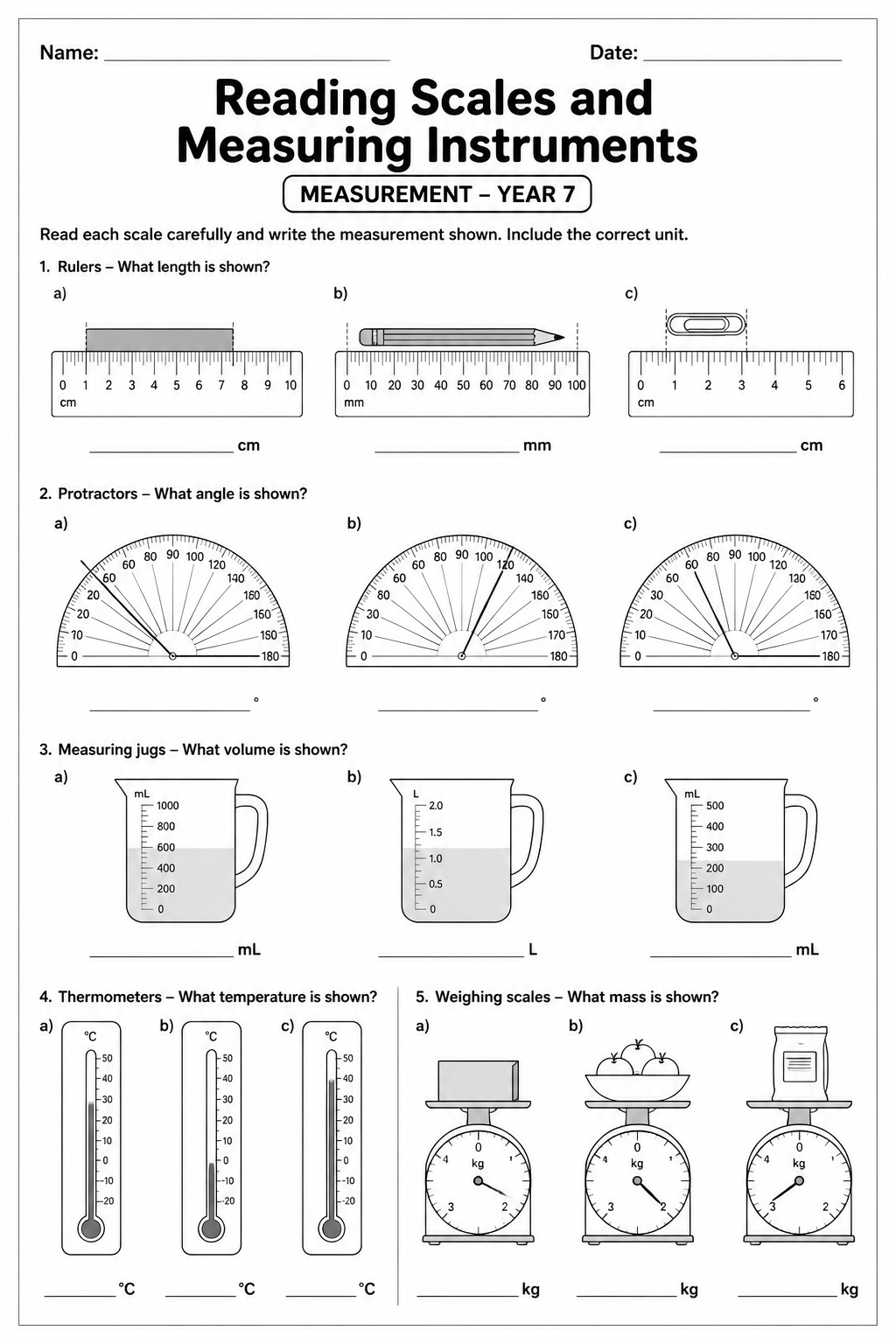 Reading Scales and Measuring Instruments