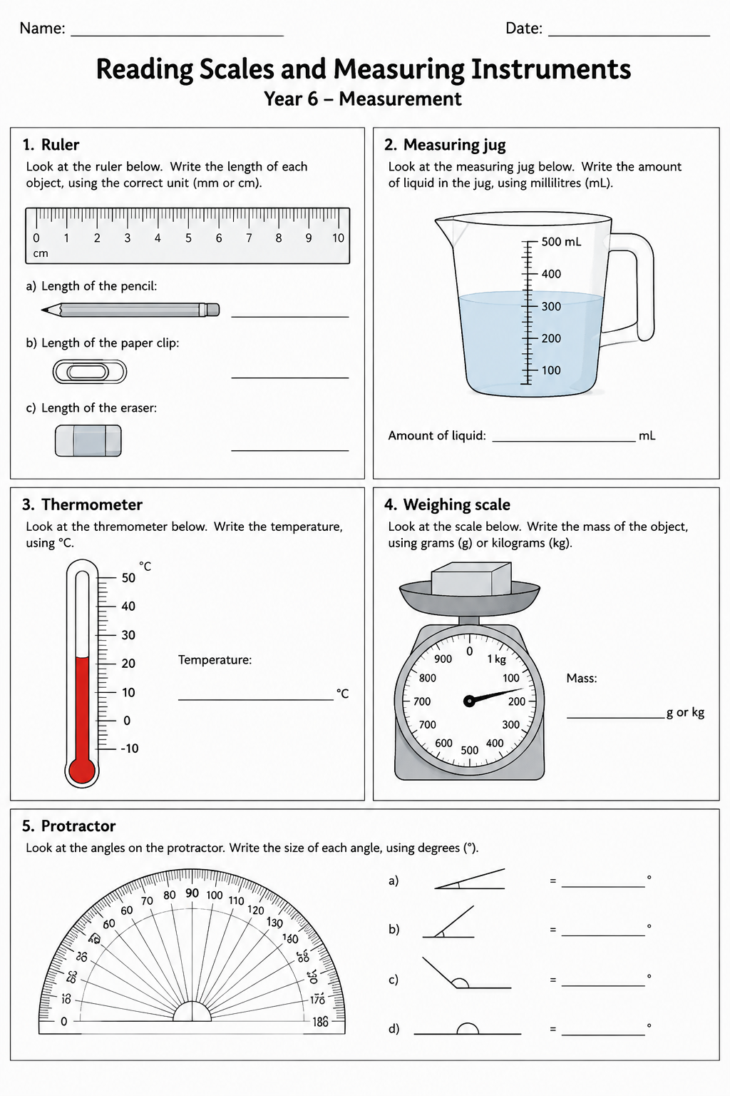 Reading Scales and Measuring Instruments