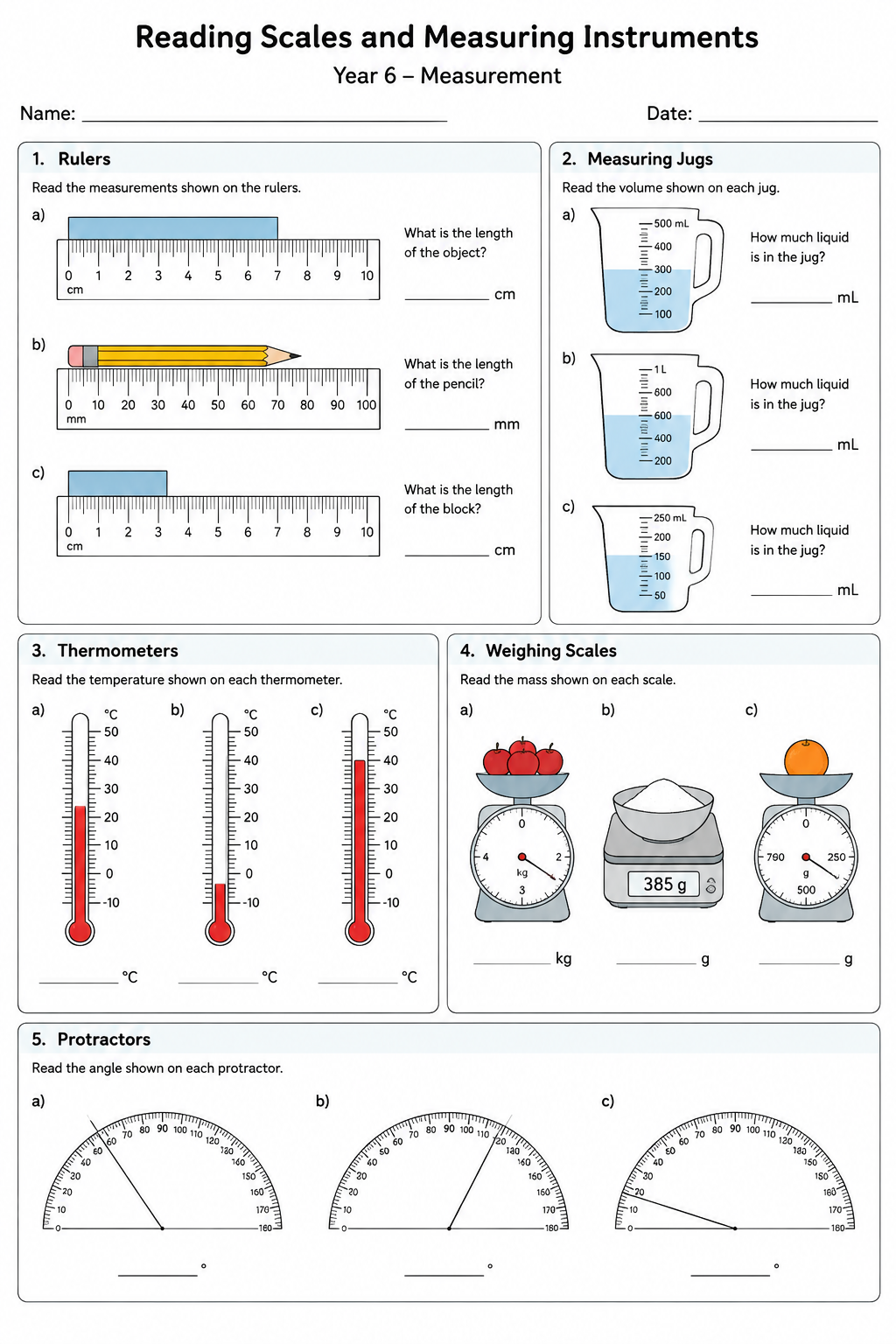 Reading Scales and Measuring Instruments