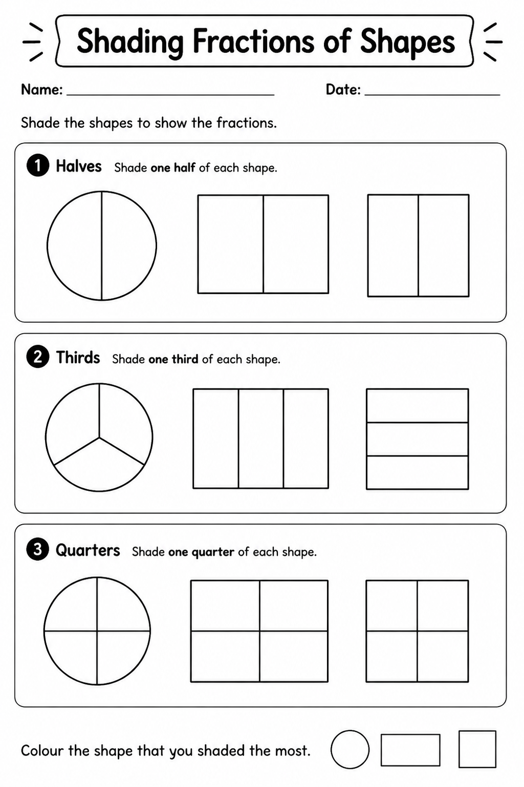 Shading Fractions of Shapes