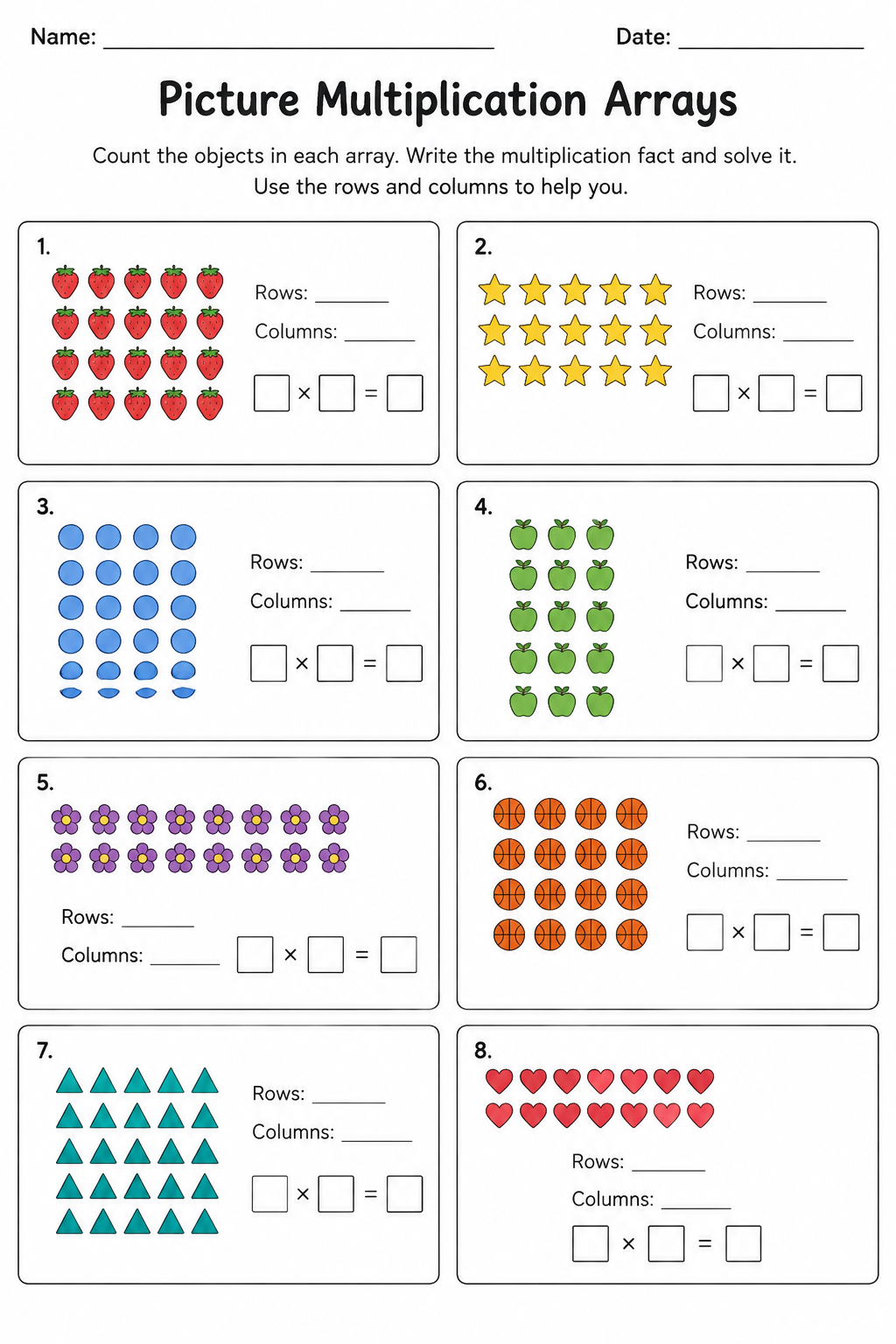 Picture Multiplication Arrays
