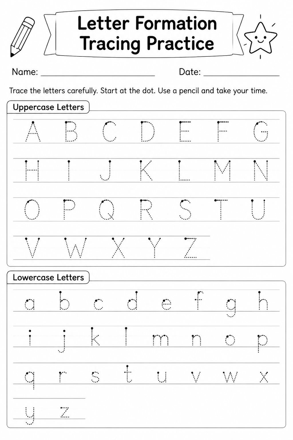Letter Formation Tracing Practice