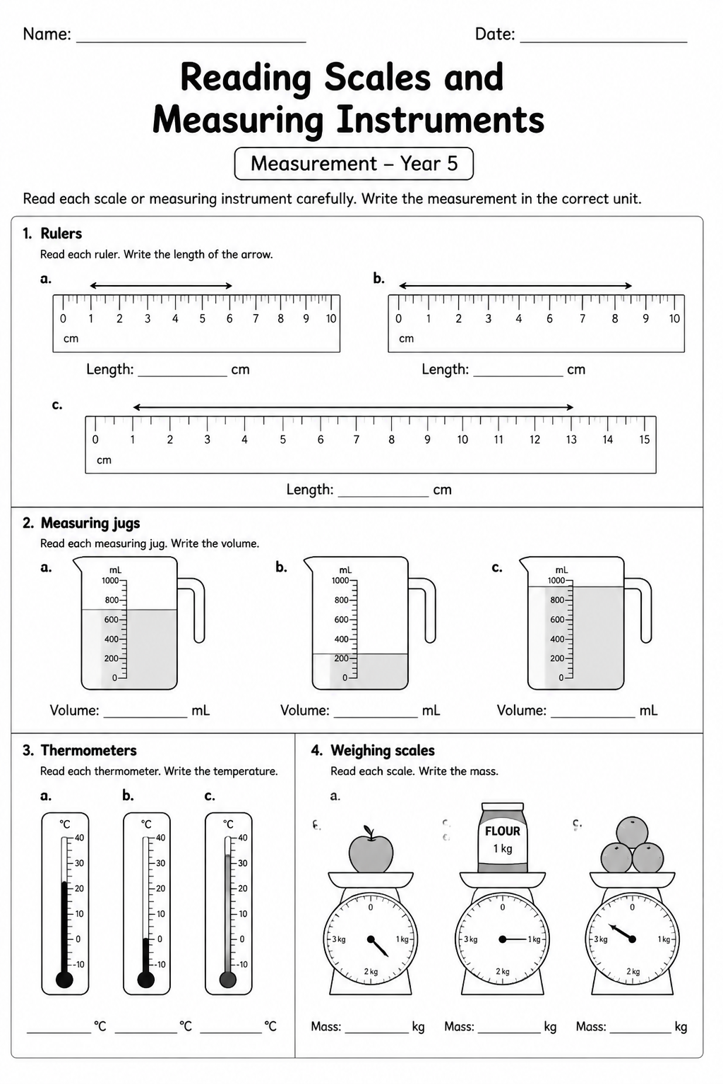 Reading Scales and Measuring Instruments