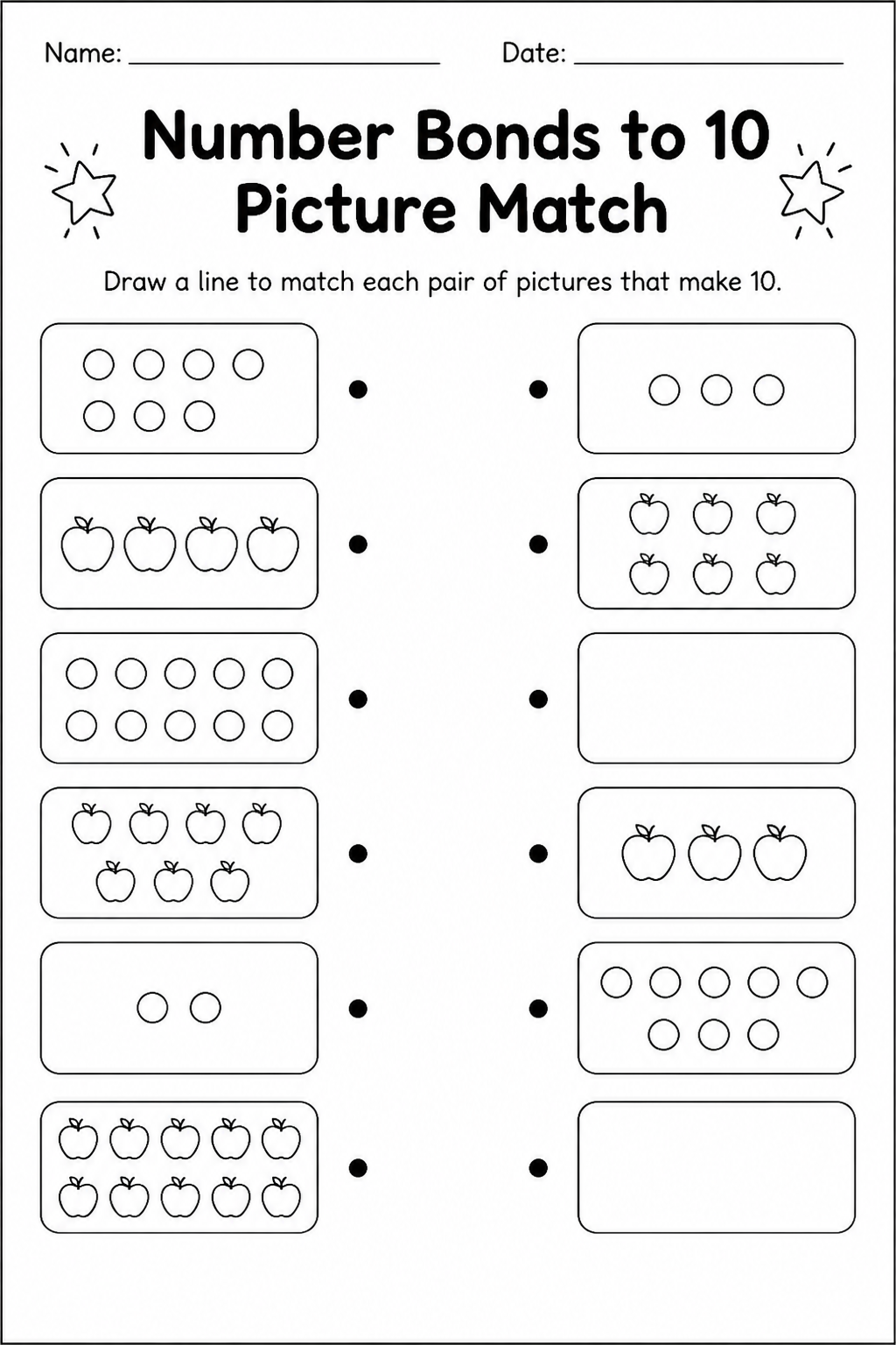 Number Bonds to 10 Picture Match