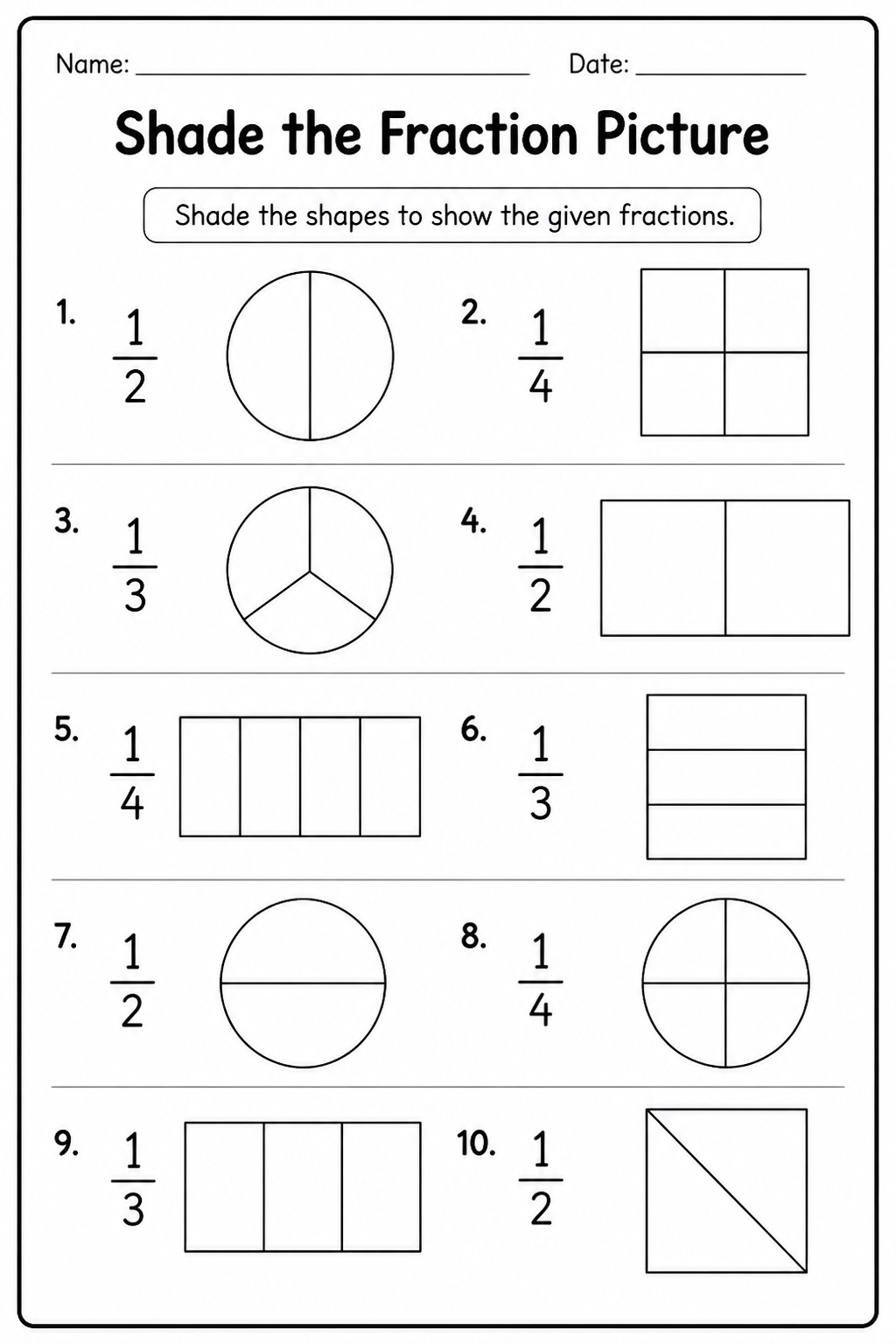 Shade the Fraction Picture