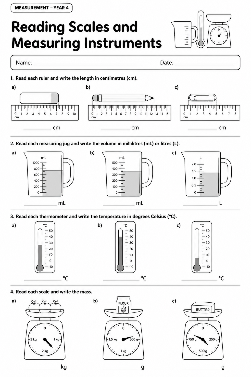 Reading Scales and Measuring Instruments