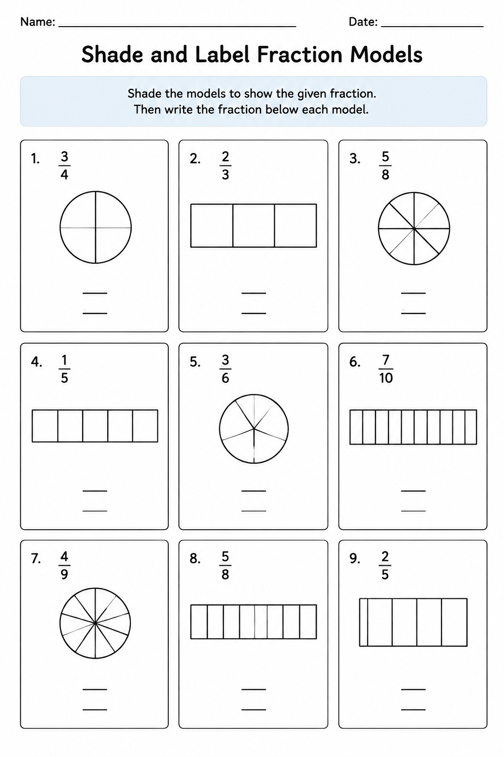 Shade and Label Fraction Models